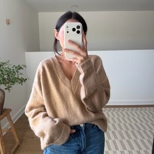 Alpaca Wool V-Neck Sweater | Made in Peru | Neutral Cozy Knit
